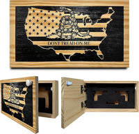 Dont Tread on Me Concealment Shelf - Quick Access Patriotic Hidden Gun Storage with Magnetic Lock - Safe & Secure Gun Concealment Furniture (Union)