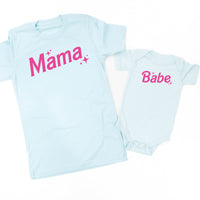 Mama + Babe (Barbie Party) - Set of 2 Tees