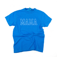 Embroidered Comfort Colors Tee - MAMA - Outline - White Thread