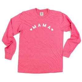 Mama (Two Hearts) - Long Sleeve Comfort Colors Tee