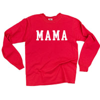 Mama - Varsity - Long Sleeve Comfort Colors Tee