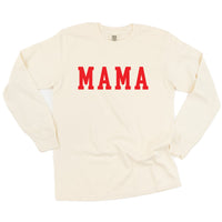 Mama - Varsity - Long Sleeve Comfort Colors Tee