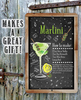 Martini Bar Recipe - Metal Sign