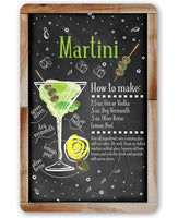 Martini Bar Recipe - Metal Sign
