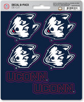 University of Connecticut Huskies 6-Piece Decal Sticker Set, 5x6 Inch Sheet, Gift for football fans for any hard surfaces around home, automotive, personal items