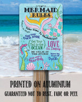 Mermaid Rules - Metal Sign
