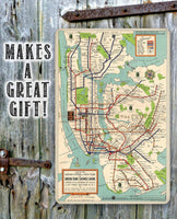New York Subway Map 1948 - Metal Sign