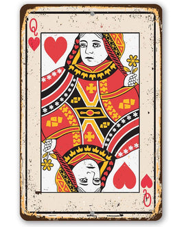 Queen of Hearts Card - Metal Sign