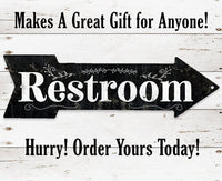 Restroom Wood - Directional Arrow - Metal Sign