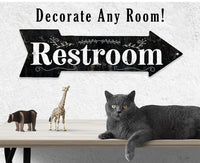 Restroom Wood - Directional Arrow - Metal Sign