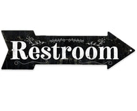 Restroom Wood - Directional Arrow - Metal Sign