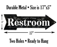 Restroom Wood - Directional Arrow - Metal Sign