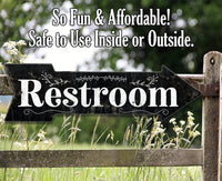 Restroom Wood - Directional Arrow - Metal Sign