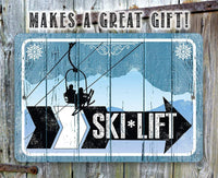 Ski Lift Directional (Right) - Metal Sign