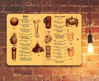 Tiki Drinks Menu - Metal Sign