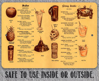 Tiki Drinks Menu - Metal Sign