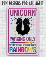 Unicorn Parking Only - Metal Sign