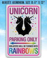 Unicorn Parking Only - Metal Sign