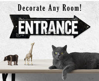 Vintage Entrance - Directional Arrow - Metal Sign