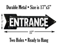 Vintage Entrance - Directional Arrow - Metal Sign