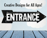 Vintage Entrance - Directional Arrow - Metal Sign
