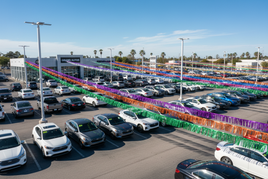 Metallic Fringe Streamers at a Car Dealership
