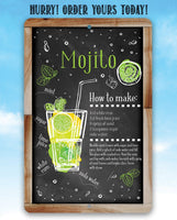 Mojito Bar Recipe - Metal Sign