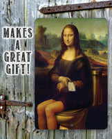 Mona Lisa on the Toilette Painting - Metal Sign