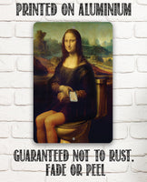 Mona Lisa on the Toilette Painting - Metal Sign