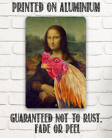 Mona Lisa Painting - Interrupted Rooster - Metal Sign