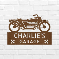 Custom Metal Wall Art - Personalized Biker Garage Name Plaque
