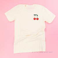 Pocket Fruit (Front) w/ Group of Smiley Fruit (Back) - Unisex Tee
