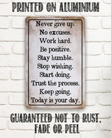 Never Give Up -  Metal Sign