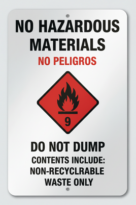 No Hazardous Materials- 18x12