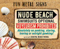 Nude Beach Swimsuits Optional - Metal Sign