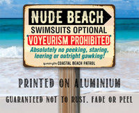 Nude Beach Swimsuits Optional - Metal Sign