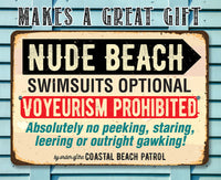 Nude Beach Swimsuits Optional - Metal Sign