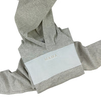Colorblock Hoodie - Oatmeal + White  - Embroidered MAMA (Cream Thread)