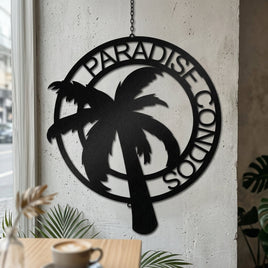 Custom Metal Wall Art - Personalized Palm Tree Name Monogram Sign