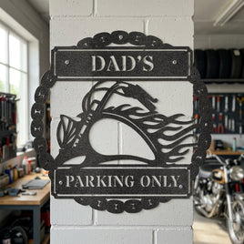 Custom Metal Wall Art - Personalized Motorcycle Parking Sign
