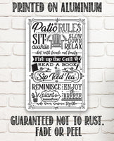 Patio Rules - Metal Sign