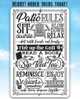 Patio Rules - Metal Sign