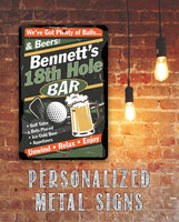 Personalized - 18th Hole Golf Bar - Metal Sign