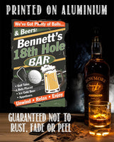 Personalized - 18th Hole Golf Bar - Metal Sign
