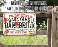 Personalized - Backyard Bar and Grill - Metal Sign