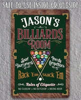 Personalized - Billiards Room Rack"Em Stack 'Em - Metal Sign