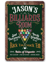 Personalized - Billiards Room Rack"Em Stack 'Em - Metal Sign