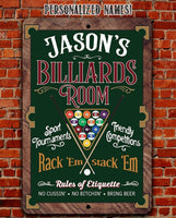 Personalized - Billiards Room Rack"Em Stack 'Em - Metal Sign