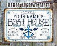 Personalized - Boat House - Metal Sign