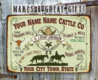 Personalized - Cattle Company - Metal Sign